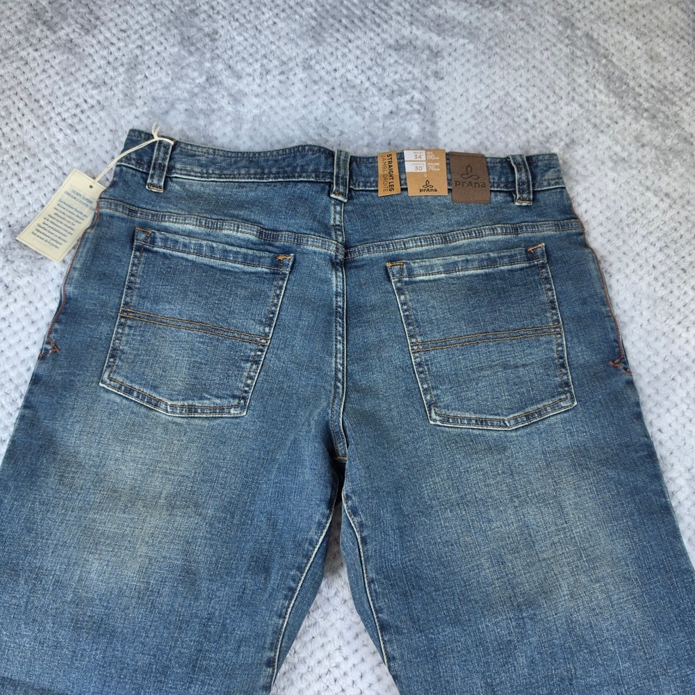Prana Axiom Jeans Mens 34x30 Antique Stone Wash Organic Stretch Straight Leg NEW - Picture 5 of 11
